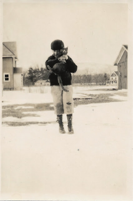 Unknown Child With Cat, Smith Photo Album, Massachusetts, abt 1917