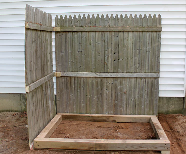 Using the fence posts, build a frame to act as the base. Screw the 