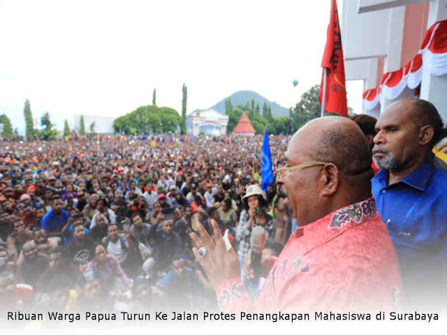 Ribuan Warga Papua Turun Ke Jalan Protes Penangkapan Mahasiswa di Surabaya