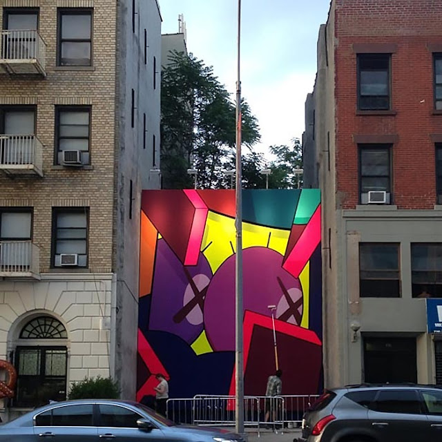 Street Art Mural By KAWS in Brooklyn, New York City. work in progress 2