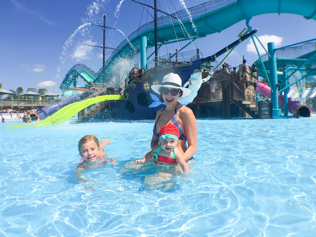 Amy West and daughter's splash in Pirate's Play Cove