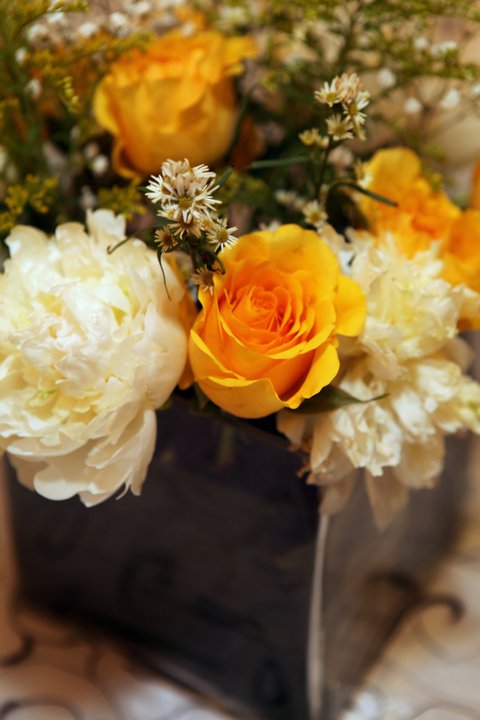 Black White and Yellow Wedding Centerpieces