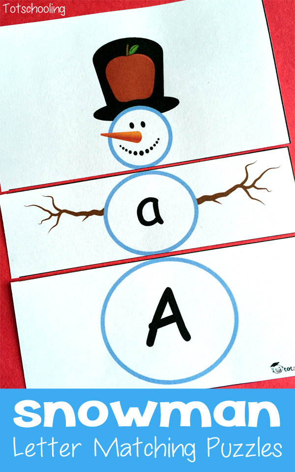 Snowman Letter Matching Puzzles Totschooling Toddler Preschool Kindergarten Educational Printables