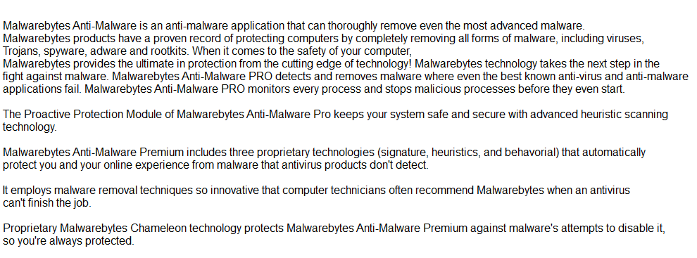 Description Malwarebytes Anti-Malware Premium Final