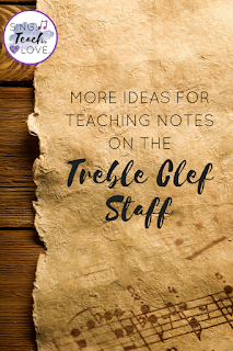 More ideas for teaching notes on the treble clef staff: includes free downloads, sample activities, and more!