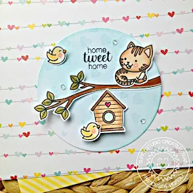 Sunny Studio Stamps: Cascading Hearts Mini Circle Home Tweet Home Card by Franci Vignoli