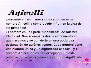 significado del nombre Anicelli