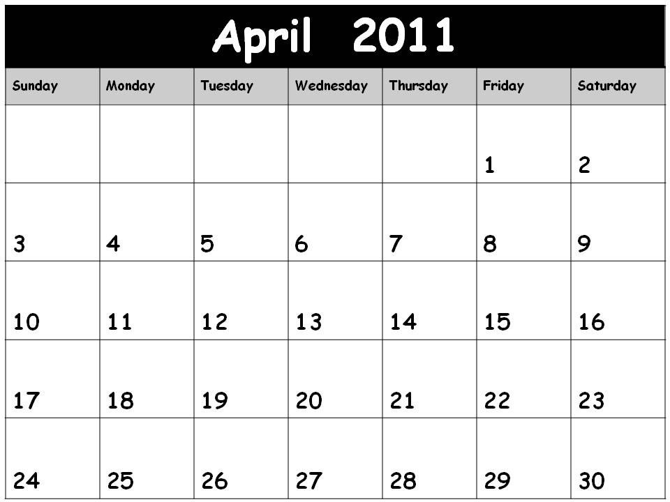 2011 calendar printable april. april calendar printable 2011