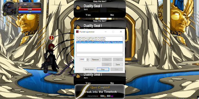 Packet Spammer Bright Fortress Gold Exp AQW