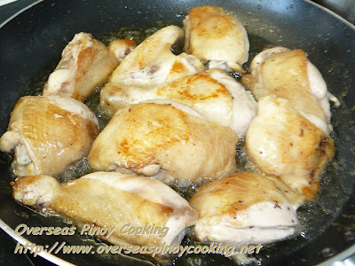 Lightly fry the chicken for 10 to 15 minutes on all sides or until golden brown