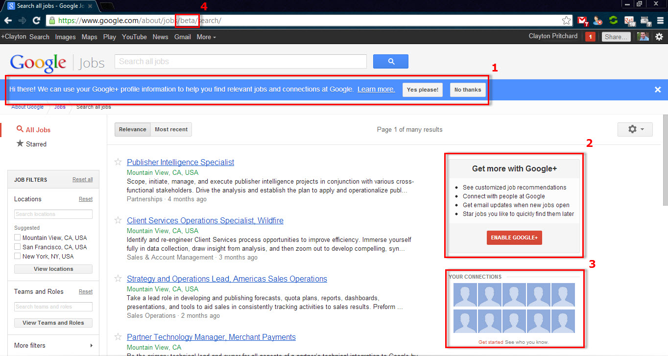 Google+ Enhanced Job Search on Google Jobs