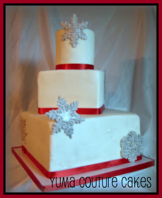 In closing here is the snowflake themed wedding cake I created for 