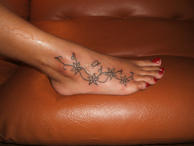 Flower Tattoos On Foot