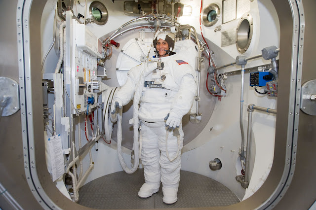 Image of Sunita Williams piloting the Boeing Starliner spacecraft on her historic mission to the International Space Station (ISS)