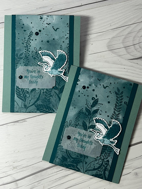 Heron-themed Sympathy card using Stampin' Up! Heron Habitat Stamp Set