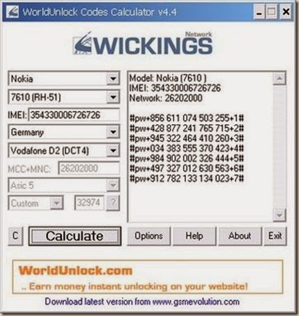 Worldunlock Codes Calculator Free download