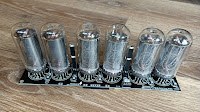 Nixies mounted on the main board, the VEML7700 sits between tube 4 and 5