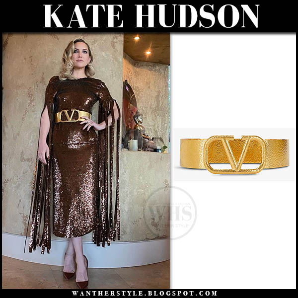 Kate Hudson in sequin dress with gold belt