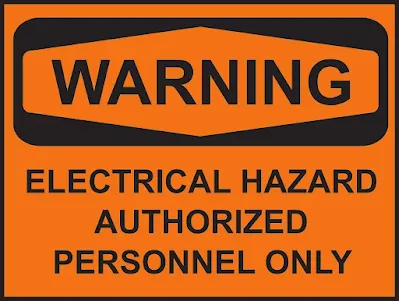 A picture of an electric shock hazard notice
