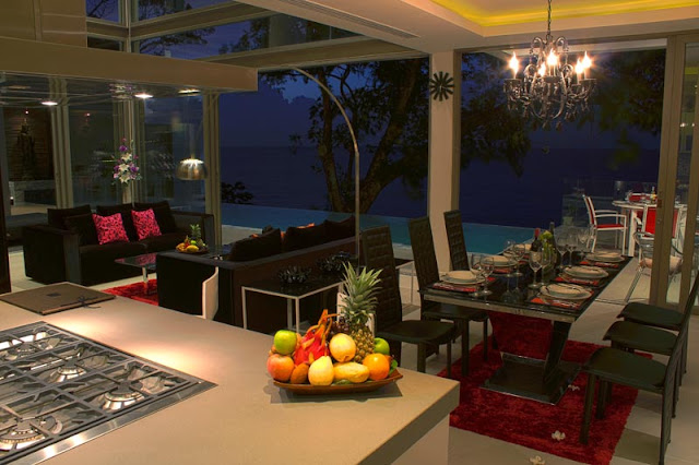 Picture of modern dining room overlooking the ocean