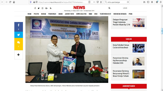 Seminar Interview Kerja - Universitas Bina Sarana Informatika Hendri Bun