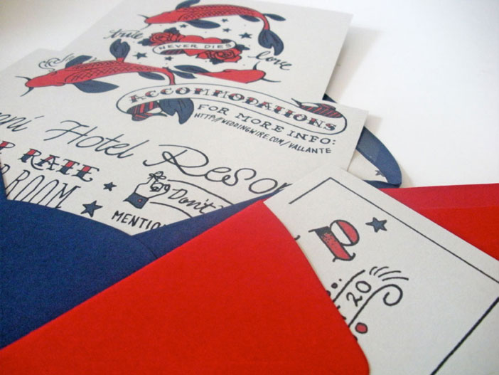 Curioser and Curioser Tattoo Wedding Invitation by Faye and co 