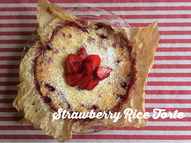 Strawberry Rice Torte, or rice pie with strawberries. 
