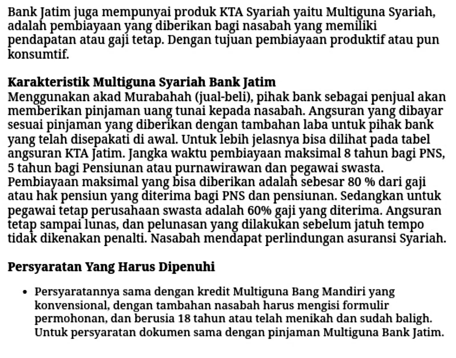 Tabel pinjaman bank jatim untuk pns (Kredit Multiguna