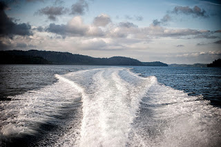 One of the Grady White Boats heading out on a sunny Spring day