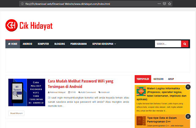 HTTrack web hasil download