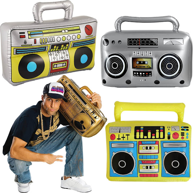 MAR 1 - INFLATABLE 80s GHETTOBLASTERS - Enhance your 80s costume or create a hip hop look with a boombox accessory.