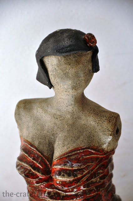 Lady in Red Ceramic Sculpture