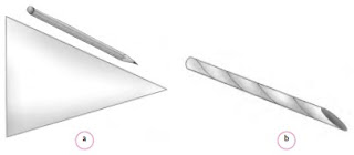 Kertas berbentuk segitiga dan pensil