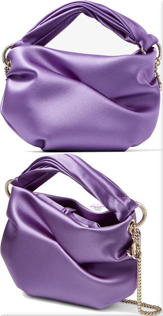 ♦Wisteria purple Jimmy Choo Bonny satin bag with twisted handle #jimmychoo #bags #purple #brilliantluxury