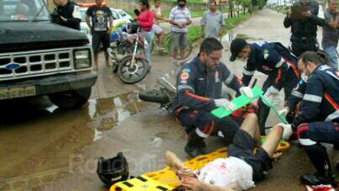  GRAVÍSSIMO: Motociclista sofre fratura exposta após colisão com F-1000