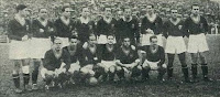 Selección  de ESPAÑA - Temporada 1940-41 - Quincoces, Campanal, Rovira, Echevarría, Ipiña, Pérez, Oceja, Jorge, Mieza; Gorostiza, Campos, Escolá, Epi, Germán y Gabilondo - PORTUGAL 2 (Peyroteo 2), ESPAÑA 2 (Campanal y Escolá) - 12/01/1941 - Partido amistoso - Lisboa, Campo das Salesias - Alineación: Pérez (Echevarría, 42'); Mieza, Oceja; Gabilondo, Rovira, Ipiña; Epi, Jorge (Escolá, 46'), Campanal, Campos y Gorostiza