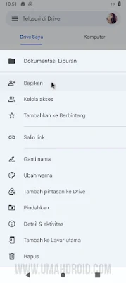 Langkah 3 - Pilih Menu Bagikan Google Drive