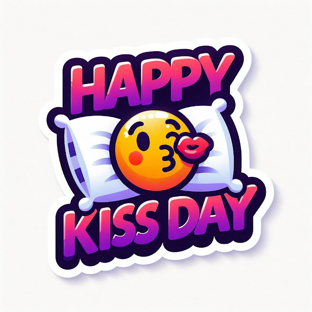 Happy Kiss Day Emoji with pillow hd