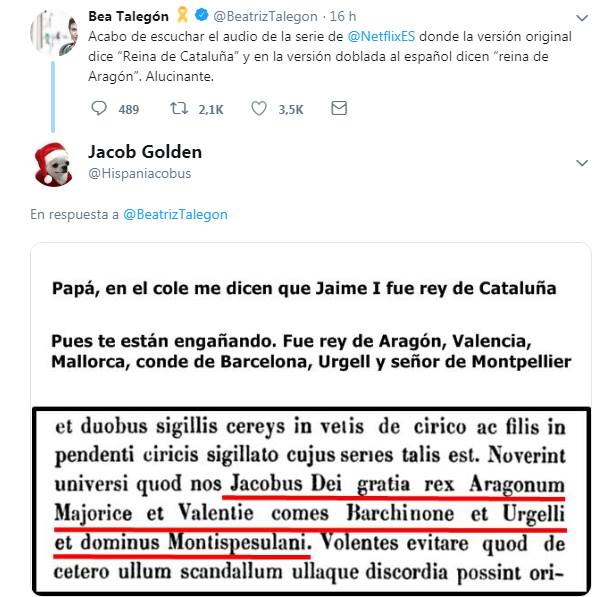 Bea Talegón VS Jacob Golden, netflix, reina de Aragón, 