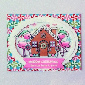Sunny Studio Stamps: Jolly Gingerbread Fabulous Flamingos Customer Christmas Themed Card by Roslyn Jin