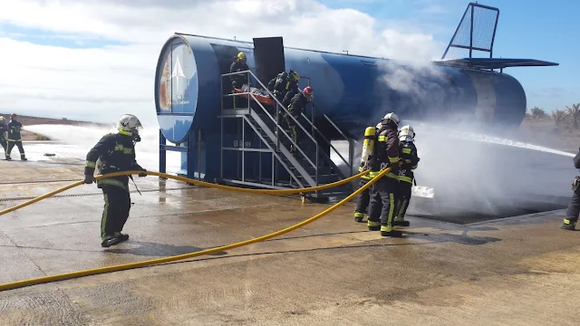 Incendio Aeropuerto Gran Canaria, de simulacro, 5 julio