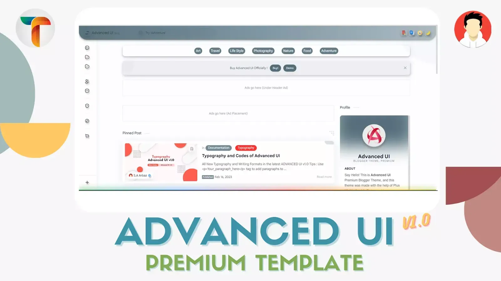 advanced ui premium blogger template