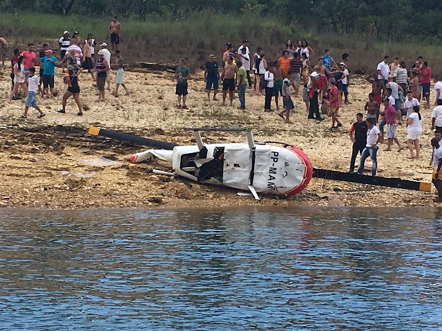 Queda de helicóptero deixa feridos em Capitólio - MG - Veja Vídeo que registrou a queda 