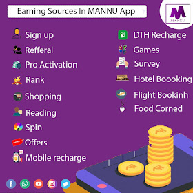 Earning sources in Mannu app,how many earning sorces in the mannu app