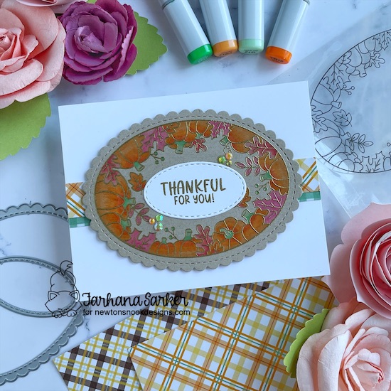 Fall Thank You Cards by Farhana Sarker | Autumn Oval Stamp Set, Autumn Paper Pad and Oval Frames Die Set by Newton's Nook Designs #newtonsnook #handmade