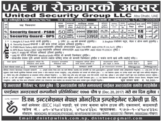 Jobs in UAE for Nepali, Salary Rs 55,940