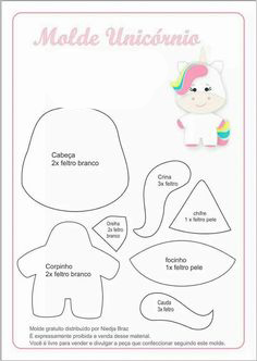 MOLDES UNICORNIO EN FOAMI - MOLDES UNICORNIO GOMA EVA - Unicorn template free printable