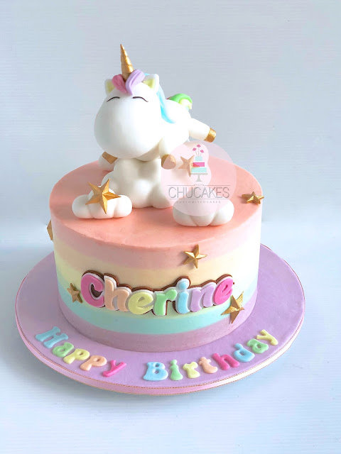 buttercream cake rainbow unicorn cloud clouds stars gold chucakes