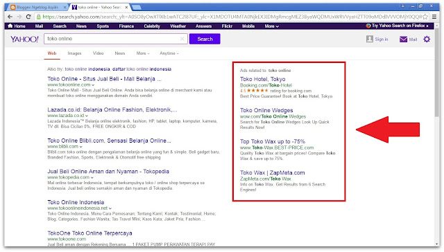 screenshot toko online yahoo ads di search engine