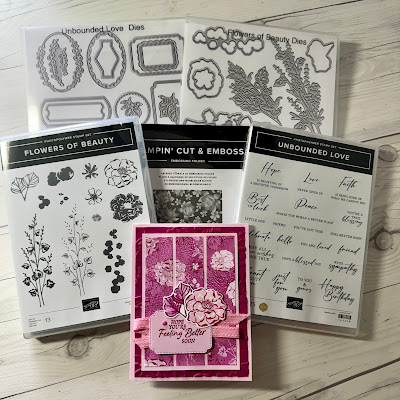 Stampin' Up! stamps dies and papers used to create Flowers of Beauty Greeting Cards